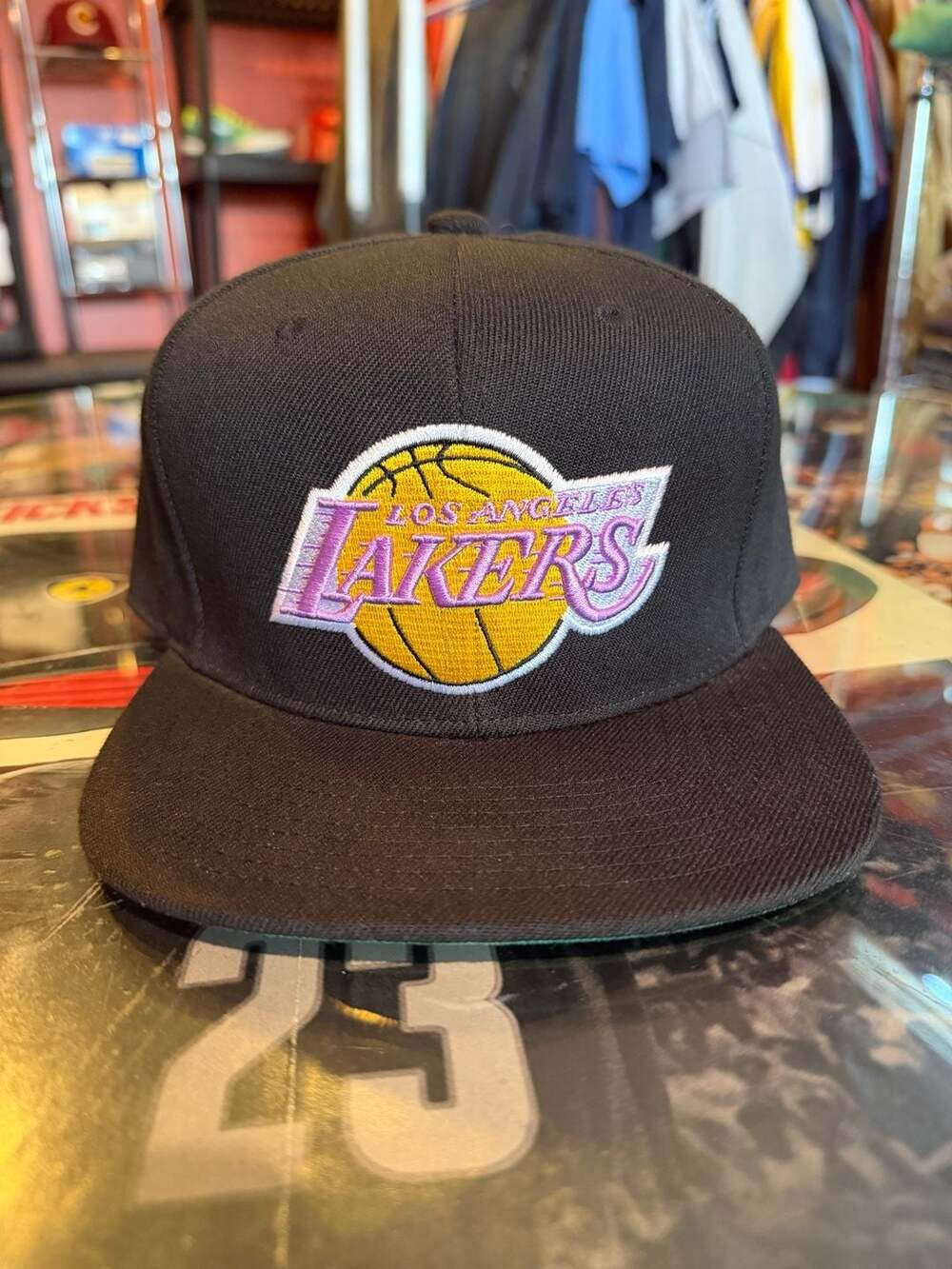 Mitchell & Ness Los Angeles Lakers Fitted Hat Size 7 1/4 Black